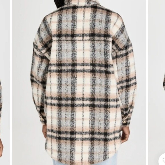 Good American Oversized Plaid Shacket in Neutral size 5/6- US size XXL/XXXL - Picture 7 of 16